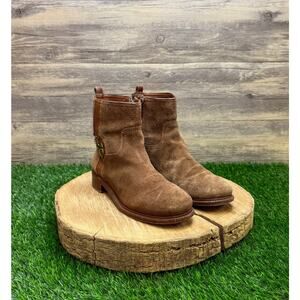 Tory Burch Women - Size 6M - Brown Alaina Suede Ankle Zipper Boots 31128313